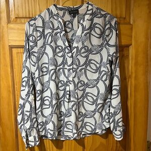 The Limited Blue and White Patterned Blouse